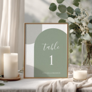 Numeração De Mesa Arco Rústico Verde Sage Minimalista Caligrafia Boh
