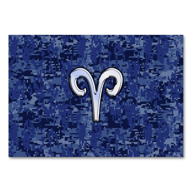 Numeração De Mesa Aries Zodiac - Sinal no Marinho Blue Digital Camo (Frente)