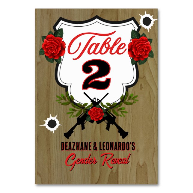 Numeração De Mesa Armas ou Rosas - Revelação de Gênero (Frente)