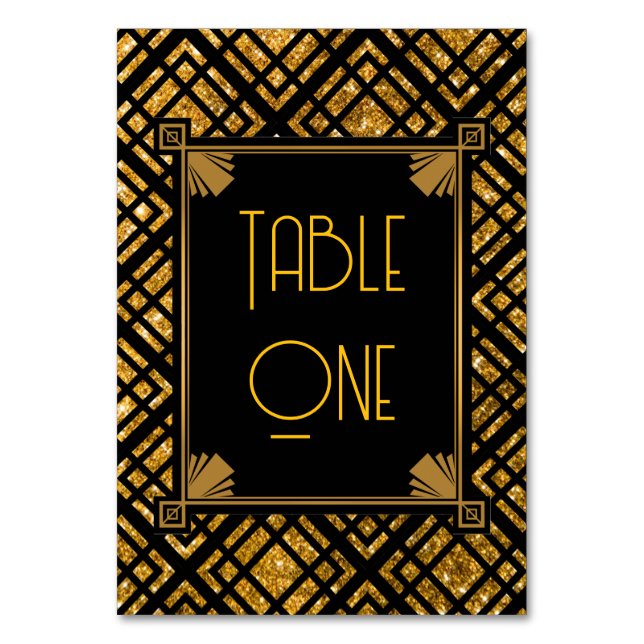 Numeração De Mesa Art Deco Números de Tabelas de Casamento Preto e D (Frente)