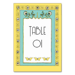 Numeração De Mesa Art Nouveau Primavera Dandelions e Borboletas