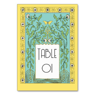 Numeração De Mesa Art Nouveau Primavera Dandelions e Borboletas