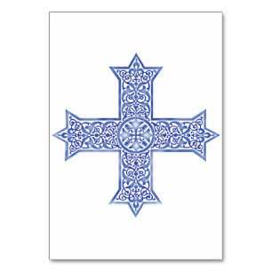 Numeração De Mesa Arte da Cruz Copta Azul Lapis Premium