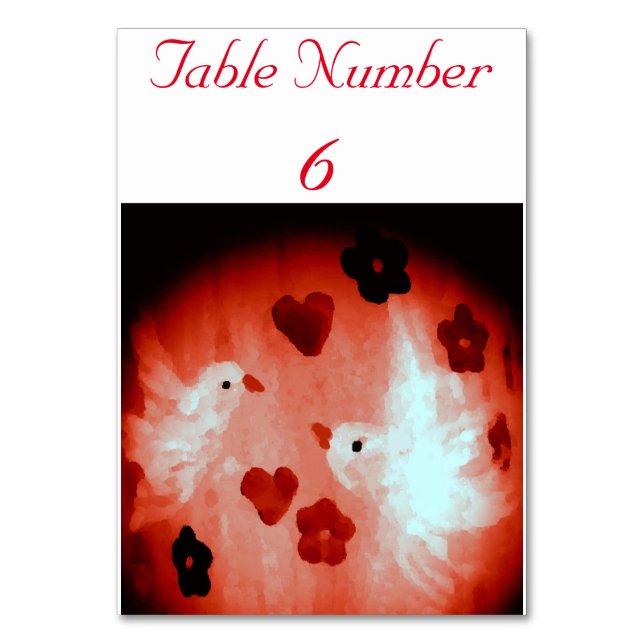 Numeração De Mesa Arte de Aves do Amor (Frente)