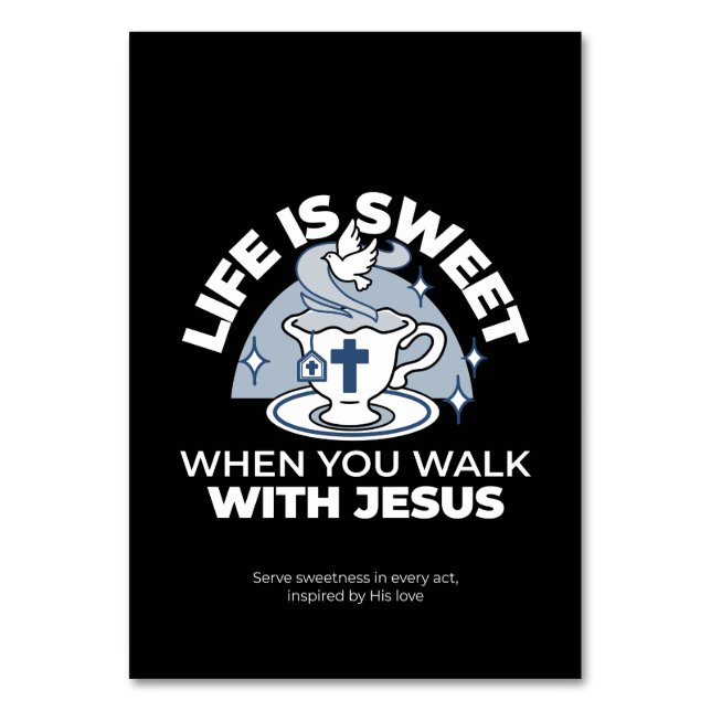 Numeração De Mesa Arte Fiável - Teacup com Cruz e Dove (Frente)