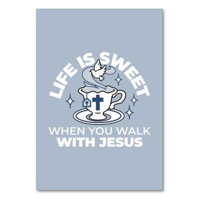 Numeração De Mesa Arte Fiável - Teacup com Cruz e Dove (Frente)