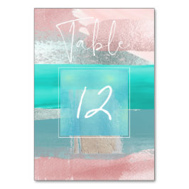 Numeração De Mesa Arte Moderna, Mesas de Bloco de Cores Blush+Azul