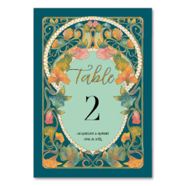 Numeração De Mesa Arte Novo de Casamento em Aquarela Azul Turquesa