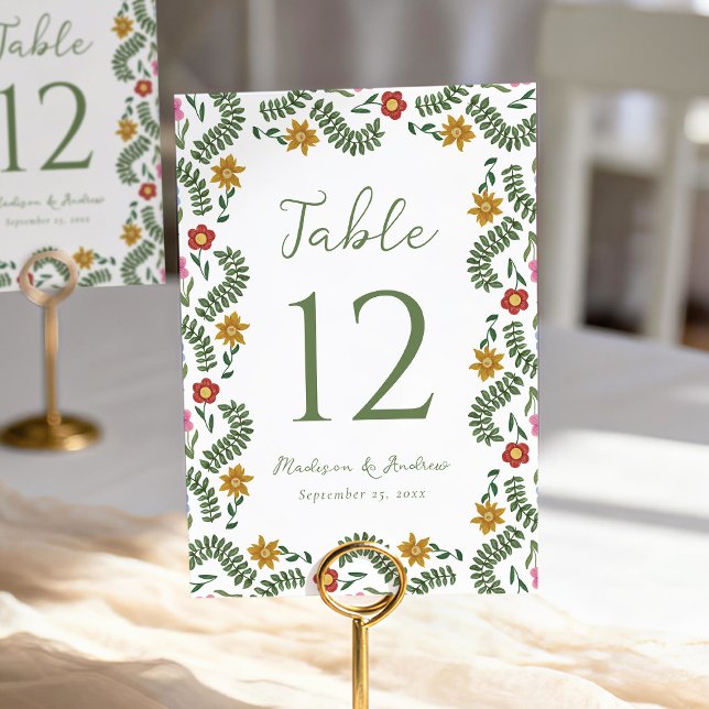 Numeração De Mesa Arte Popular Fantasiosa Floral Casamento (Criador carregado)