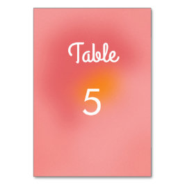 Numeração De Mesa Artes Únicas Artsy Gradiente Retro Rosa Laranja Ca