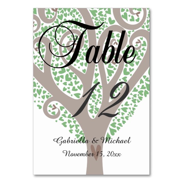 Numeração De Mesa Árvore de Corações (Frente)