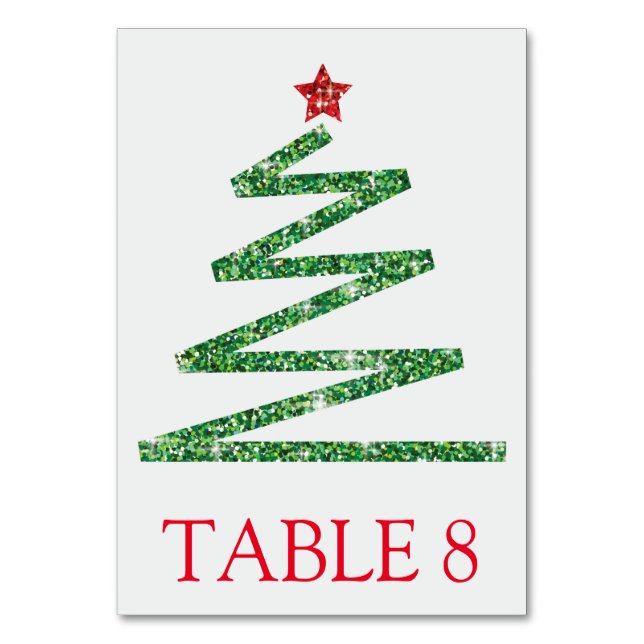 Numeração De Mesa Árvore de Natal brilhante (Frente)