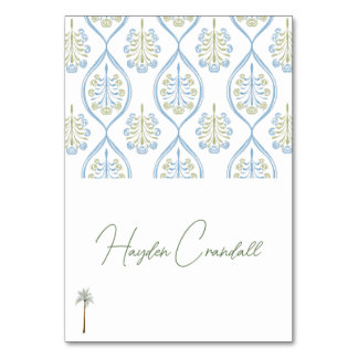 Numeração De Mesa Árvore de Palmeira de Casamento Azul e Verde Sob M