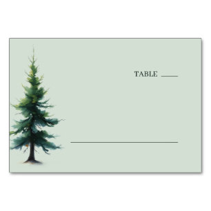 Numeração De Mesa Árvore de Pinheiro em Aquarela Azul Sereno