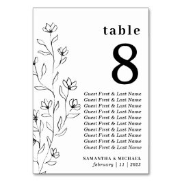 Numeração De Mesa Assento Claro Desenho Floral Botânico