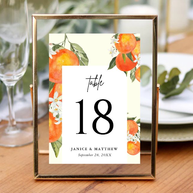 Numeração De Mesa Assento de Casamento Boho Abstrato Jardim Laranja (Boho abstract orange table numbers guide guests while adding warm, artistic wedding charm.)