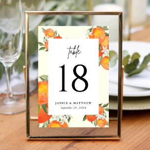 Numeração De Mesa Assento de Casamento Boho Abstrato Jardim Laranja
