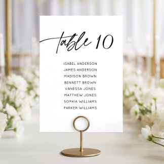 Numeração De Mesa Assento De Casamento De Script De Caligrafia Elega