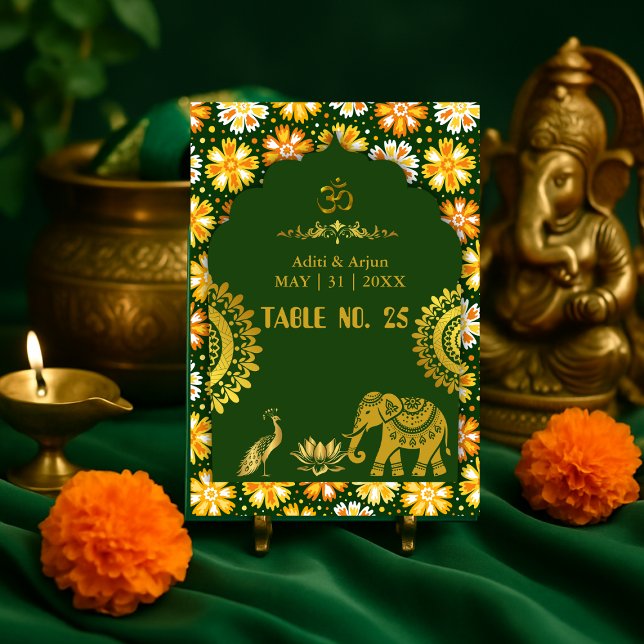 Numeração De Mesa assento de casamento do emerald tradicional hindu  (Criador carregado)