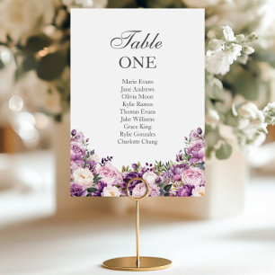Numeração De Mesa Assento de Casamento Floral Lilás Roxo