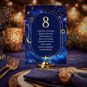 Numeração De Mesa Assento de casamento místico celestial lua ouro az