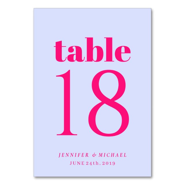 Numeração De Mesa Assento de Casamento Simples Rosa Lilás Minimalist (Frente)