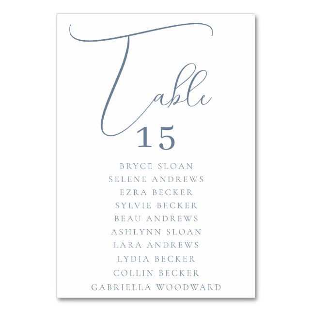 Numeração De Mesa Assento de Letra Elegante (Frente)