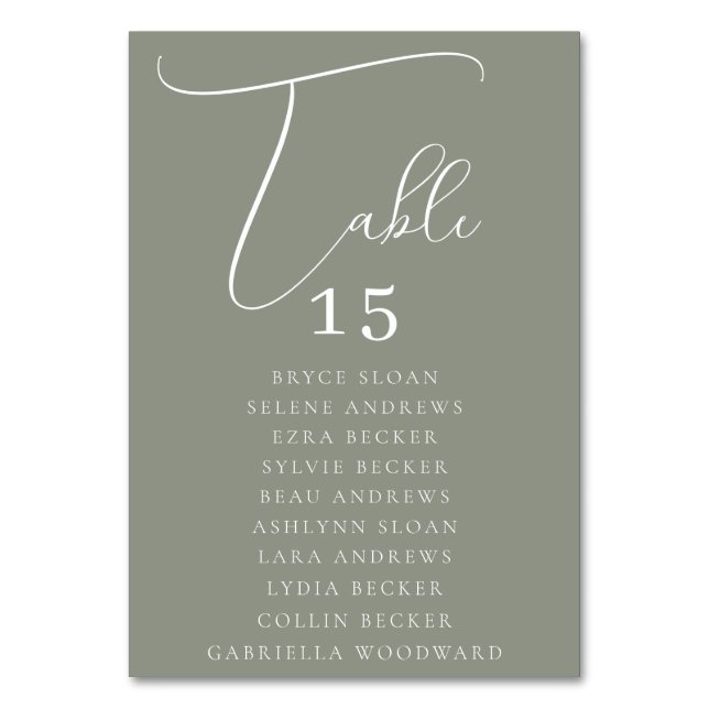 Numeração De Mesa Assento de Roteiro Elegante (Frente)