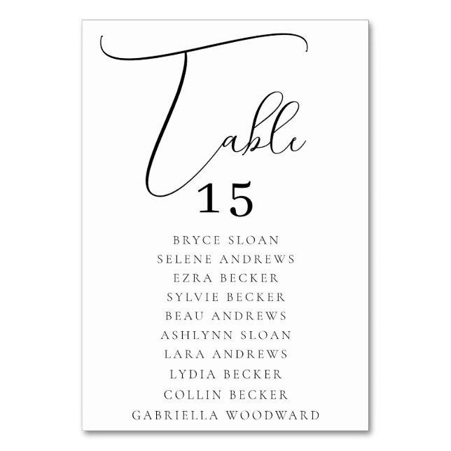 Numeração De Mesa Assento de Roteiro Elegante (Frente)