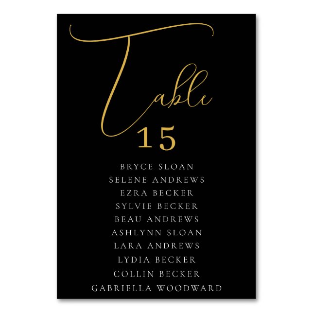 Numeração De Mesa Assentos com Letra Elegante (Frente)