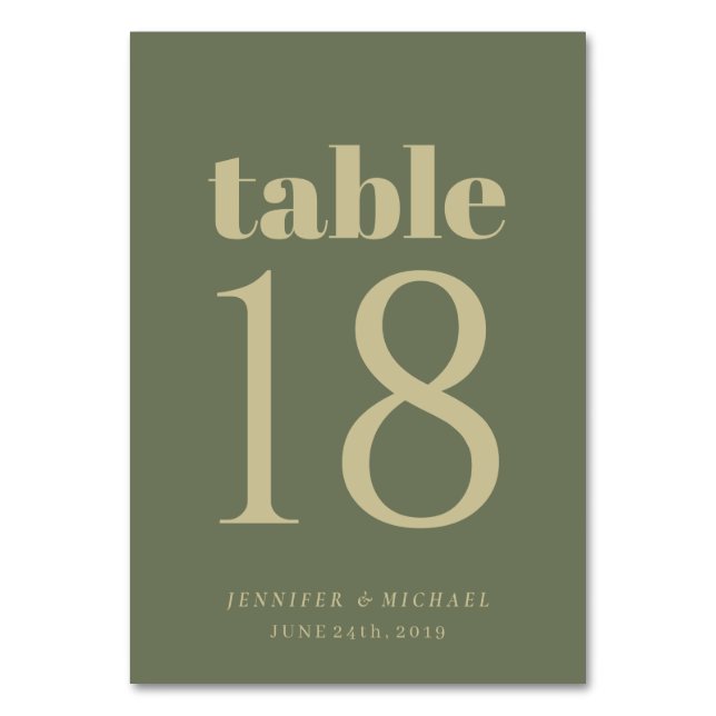 Numeração De Mesa Assentos de Casamento Simples Verde Sage Minimalis (Frente)