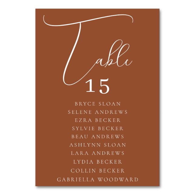 Numeração De Mesa Assentos de Letra Elegante (Frente)