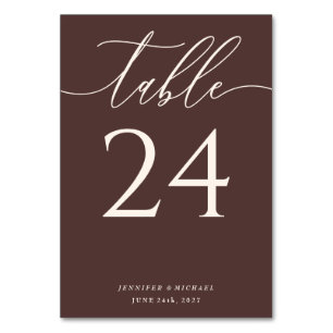 Numeração De Mesa Assentos Elegantes Simples Castanho Chocolate