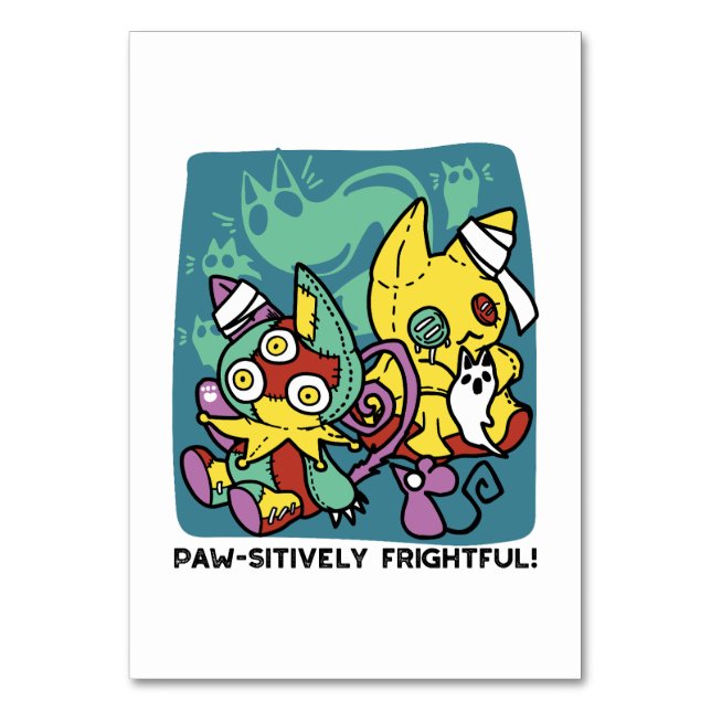 Numeração De Mesa Assustador de Paw | Monstrous Cats Halloween (Frente)