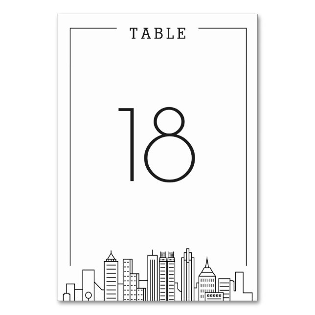 Numeração De Mesa Atlanta Skyline Wedding | Número do quadro (Frente)
