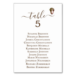 Numeração De Mesa Autumn Acorn Minimal Wedding Chart