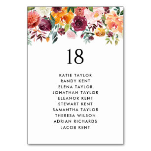 Numeração De Mesa Autumn Blooms Mesa Seating Plan