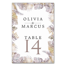 Numeração De Mesa Autumn Tropic deixa uma Dourada aquarela Maut