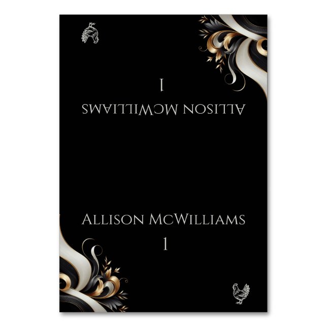 Numeração De Mesa Aves de capoeira Douradas e negras modernas (Frente)