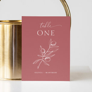 Numeração De Mesa Azeitona elegante. Casamento italiano de rosa de D