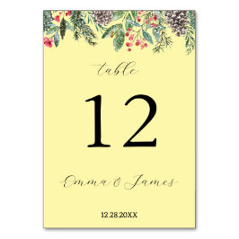 Numeração De Mesa Azevinho vermelho rústico e pinha de abeto