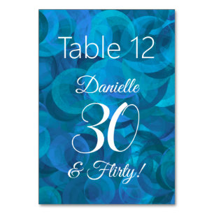 Numeração De Mesa Azul 30 do oceano Elegante e Festa de aniversário