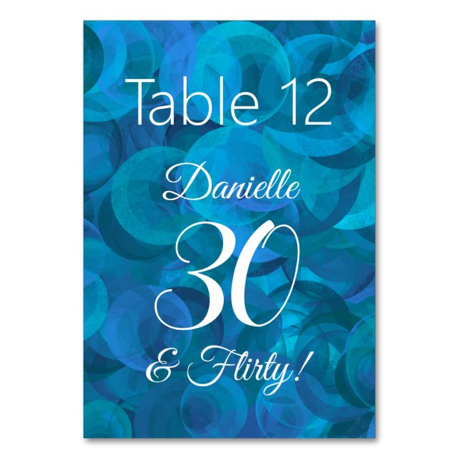 Numeração De Mesa Azul 30 do oceano Elegante e Festa de aniversário  (Frente)