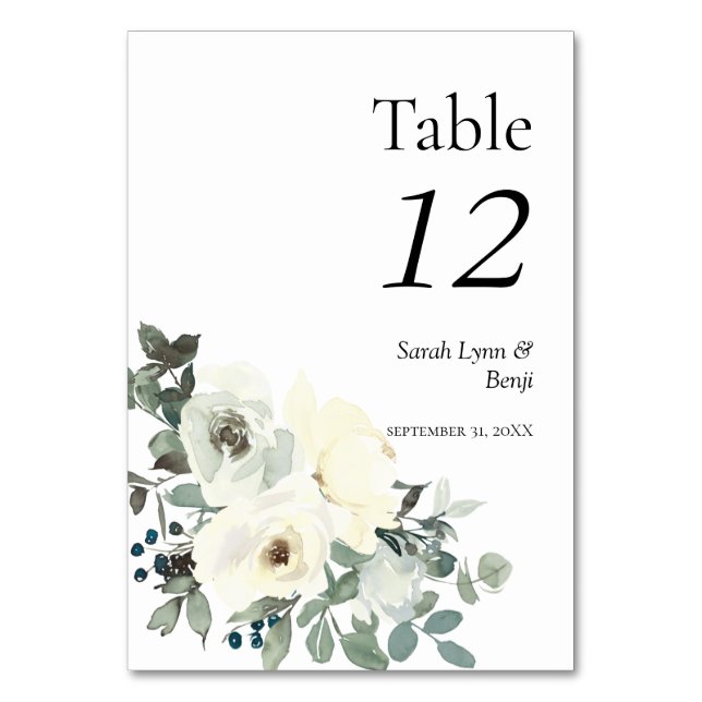 Numeração De Mesa Azul e Branco Dusty - Branco (Verso)