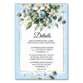 Numeração De Mesa Azul e Dourado Elegante Floral Rústico Aquarela Co