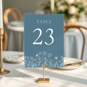 Numeração De Mesa Azul empoeirado com Casamento de flor selvagem bra