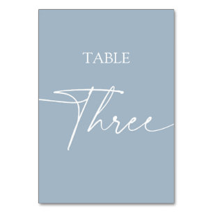 Numeração De Mesa Azul empoeirado mesa três minimalista elegante