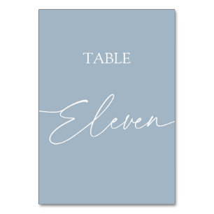 Numeração De Mesa Azul empoeirado minimalista mesa onze elegante