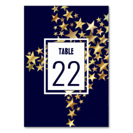 Numeração De Mesa Azul escuro elegante | ESTRELAS DOURADAS | Festivo