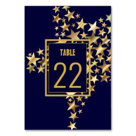 Numeração De Mesa Azul escuro elegante | ESTRELAS DOURADAS | Festivo